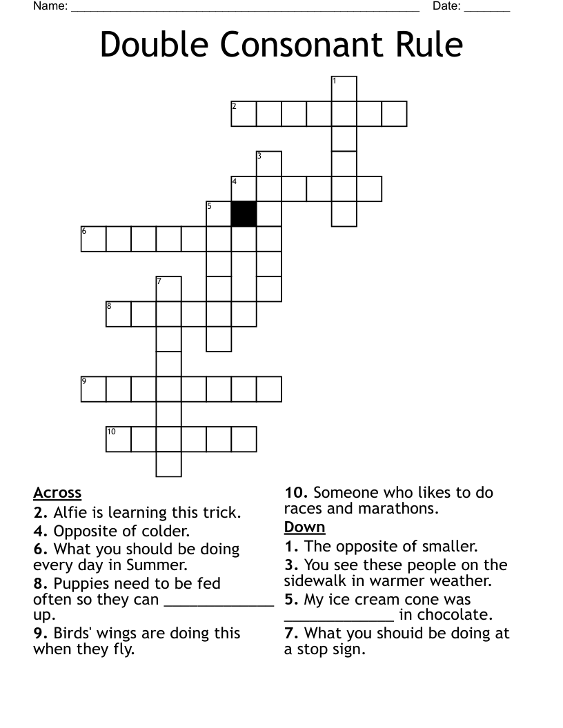 Double Consonant Rule Crossword