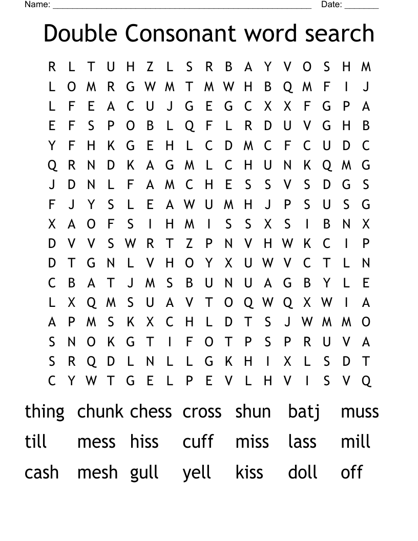 Double Consonant word search