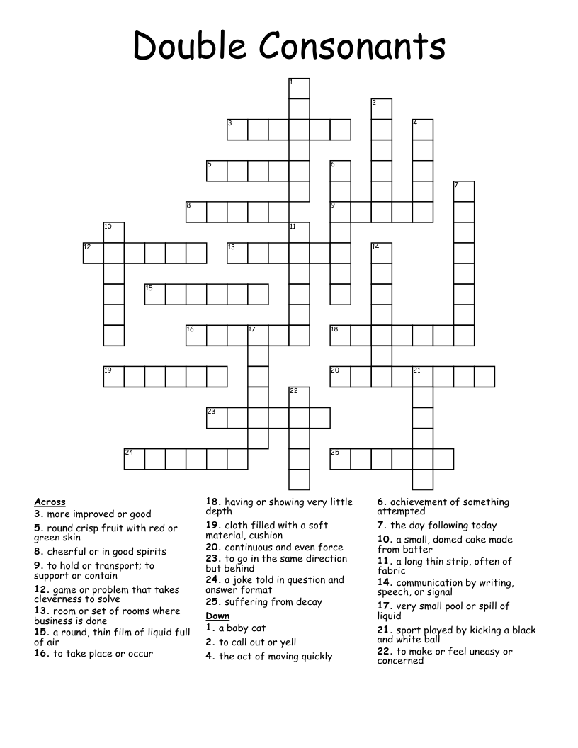 Double Consonants Crossword