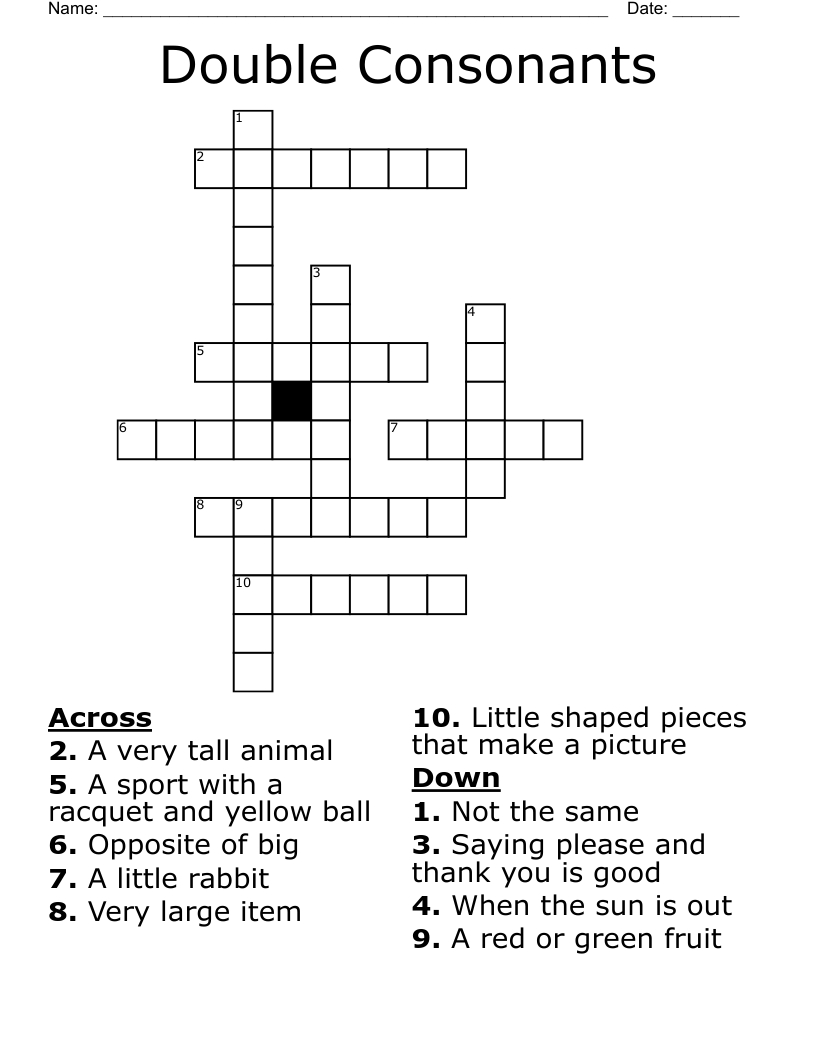 Double Consonants Crossword