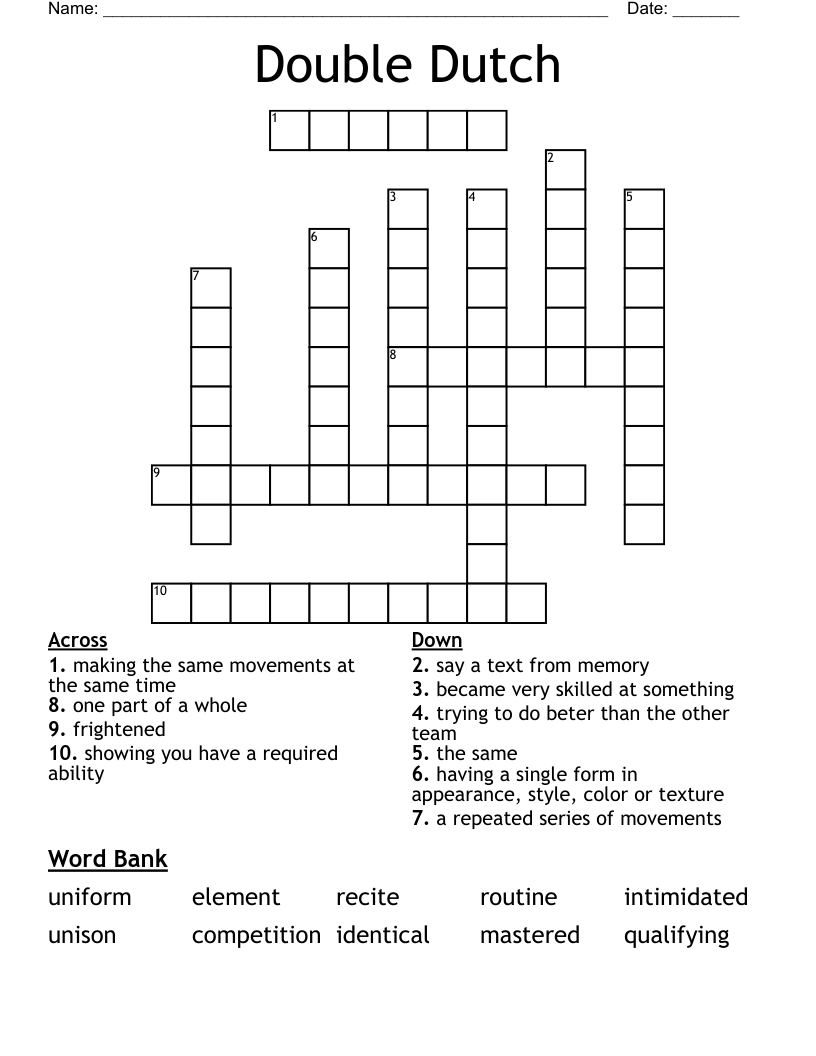 Double Dutch Crossword