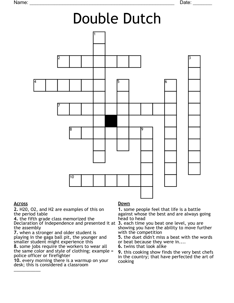 Double Dutch Crossword