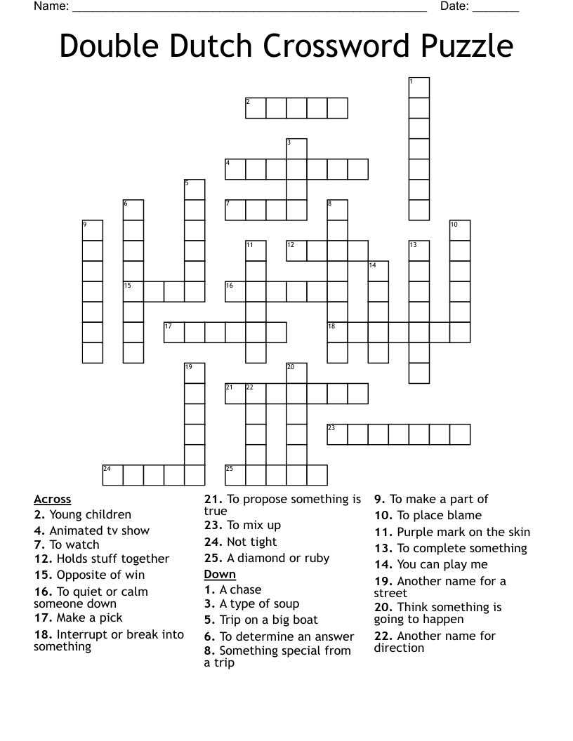 Double Dutch Crossword Puzzle