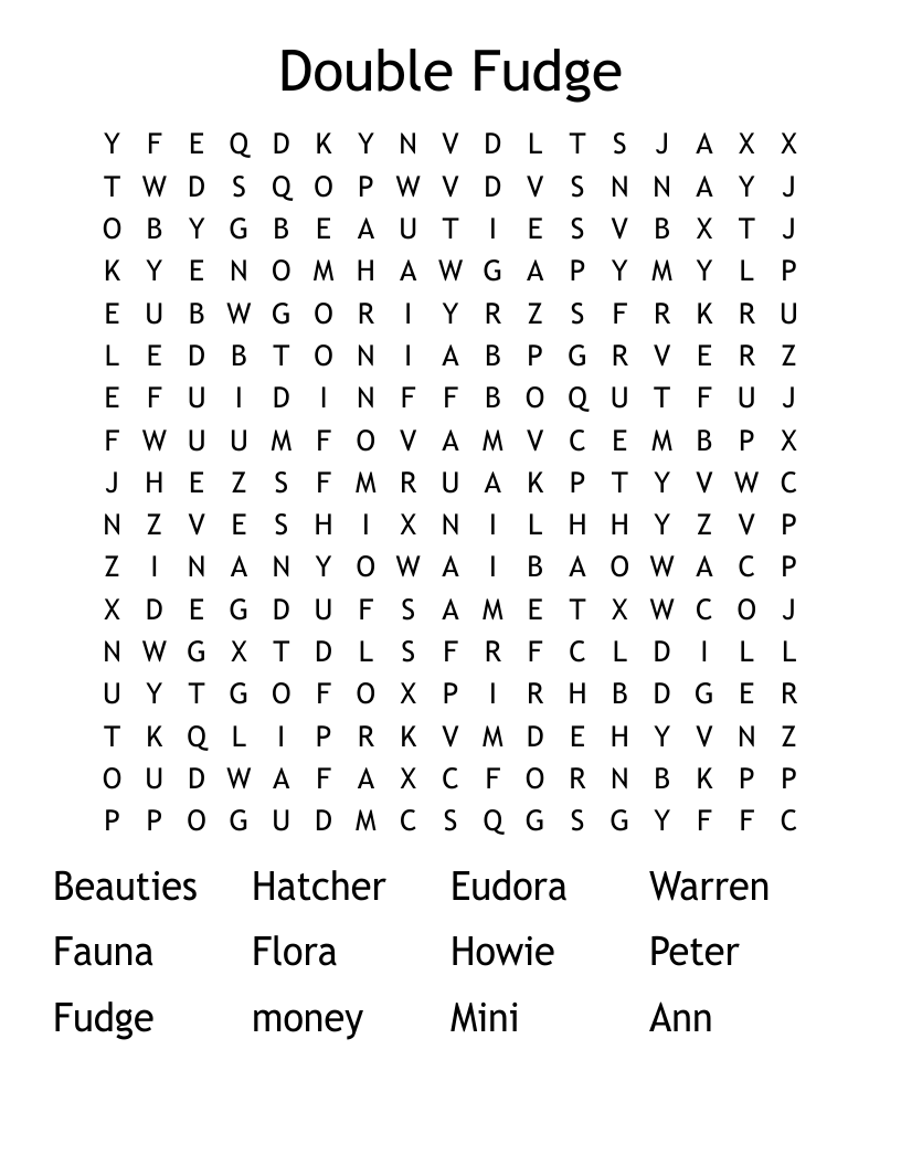 Double Fudge Word Search