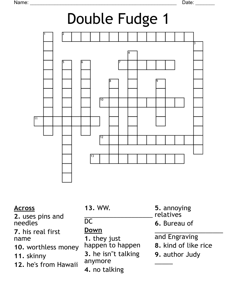 Double Fudge 1 Crossword