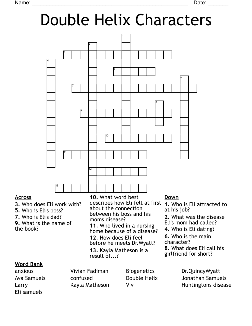 Double Helix Characters Crossword