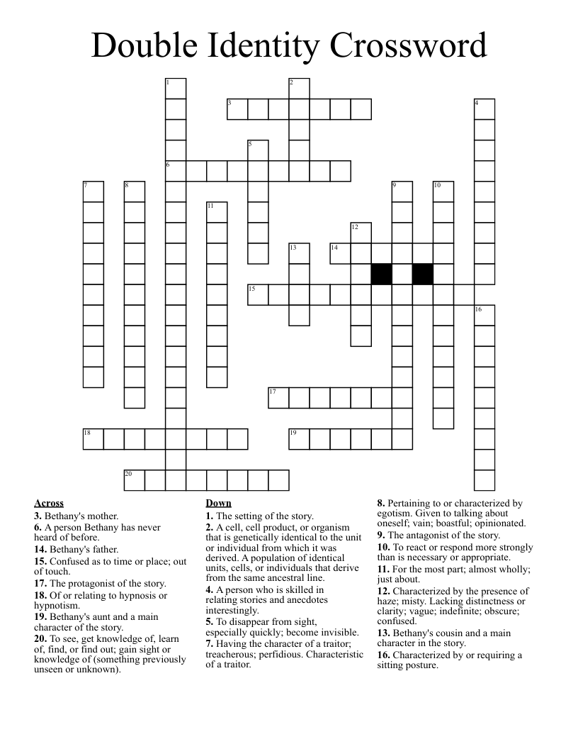 Double Identity Crossword 