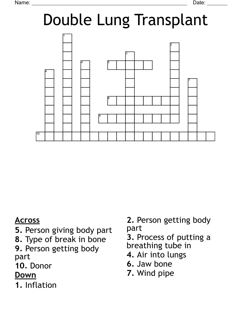 Double Lung Transplant  Crossword