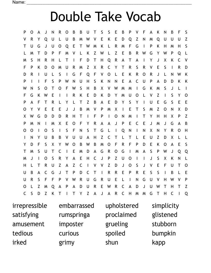 Double Take Vocab Word Search