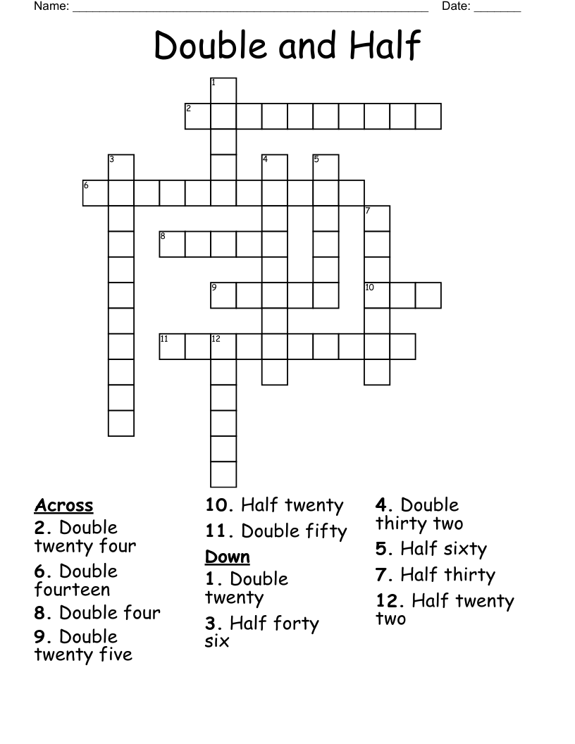 Double and Half Crossword