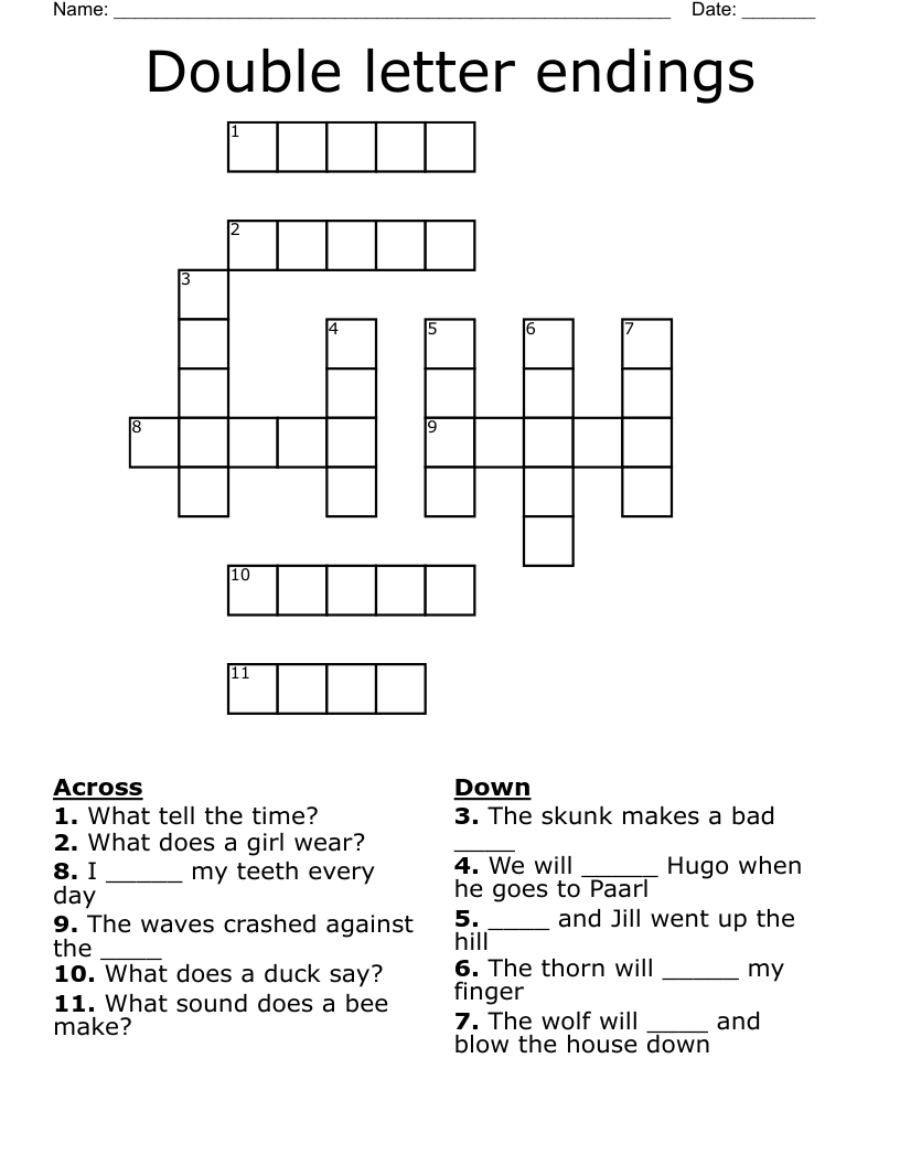 Double letter endings Crossword