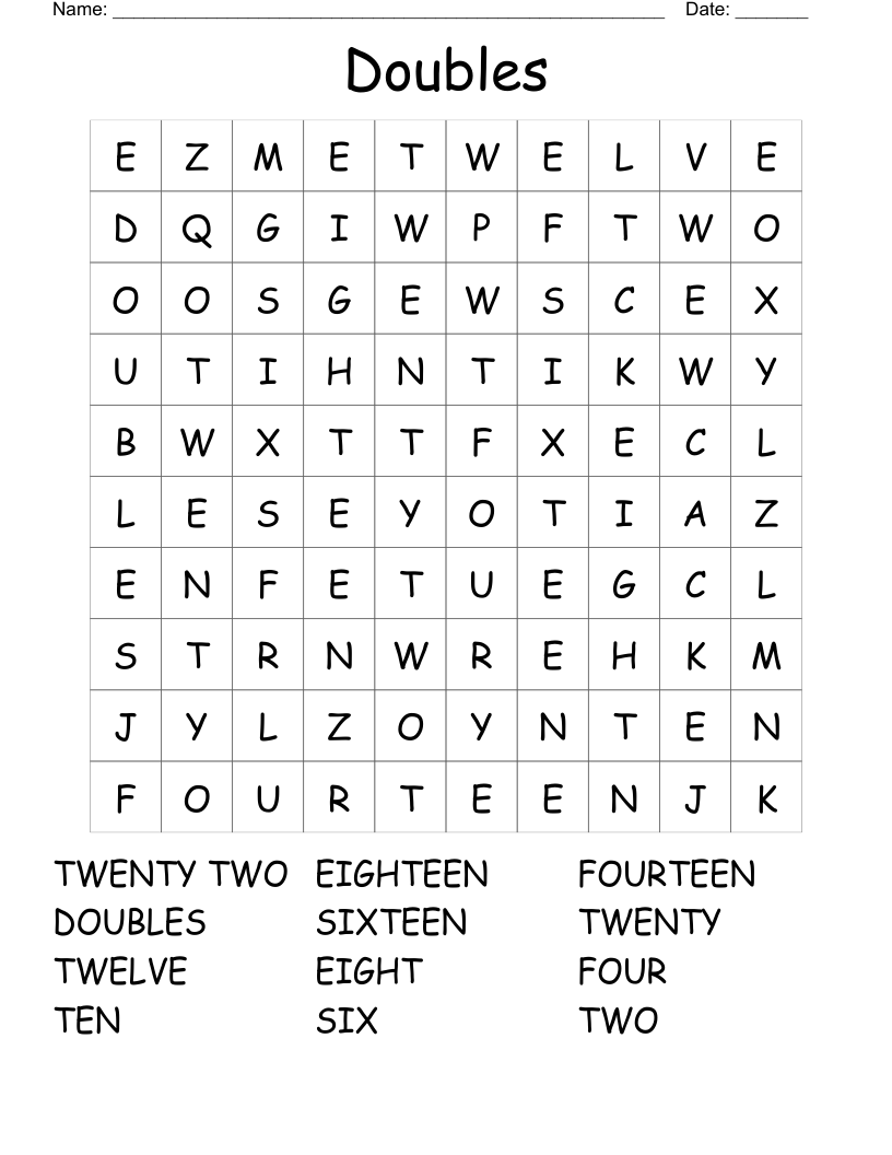 Doubles Word Search