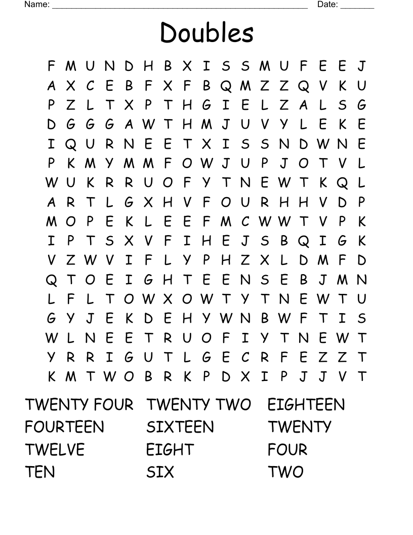 Doubles Word Search