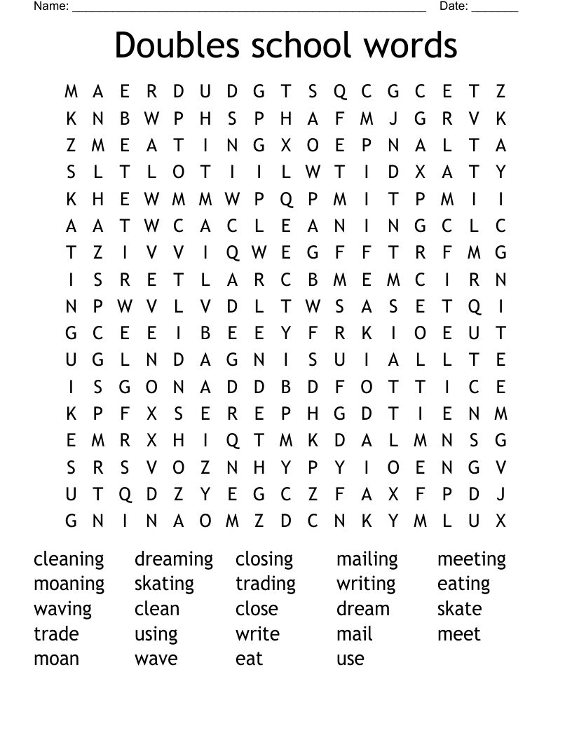 Doubles school words Word Search