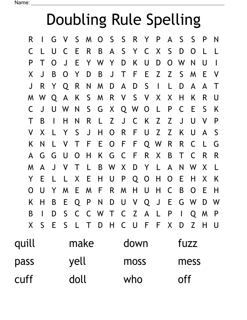 Doubling Rule Spelling Word Search