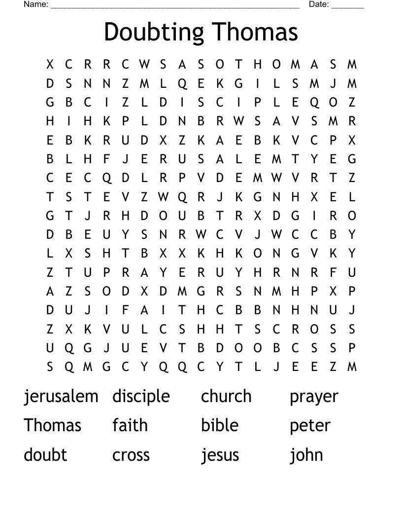 Doubting Thomas Word Search