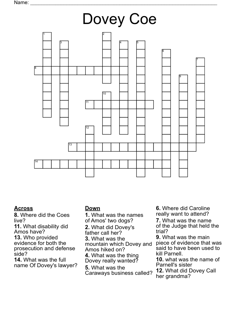 Dovey Coe Crossword