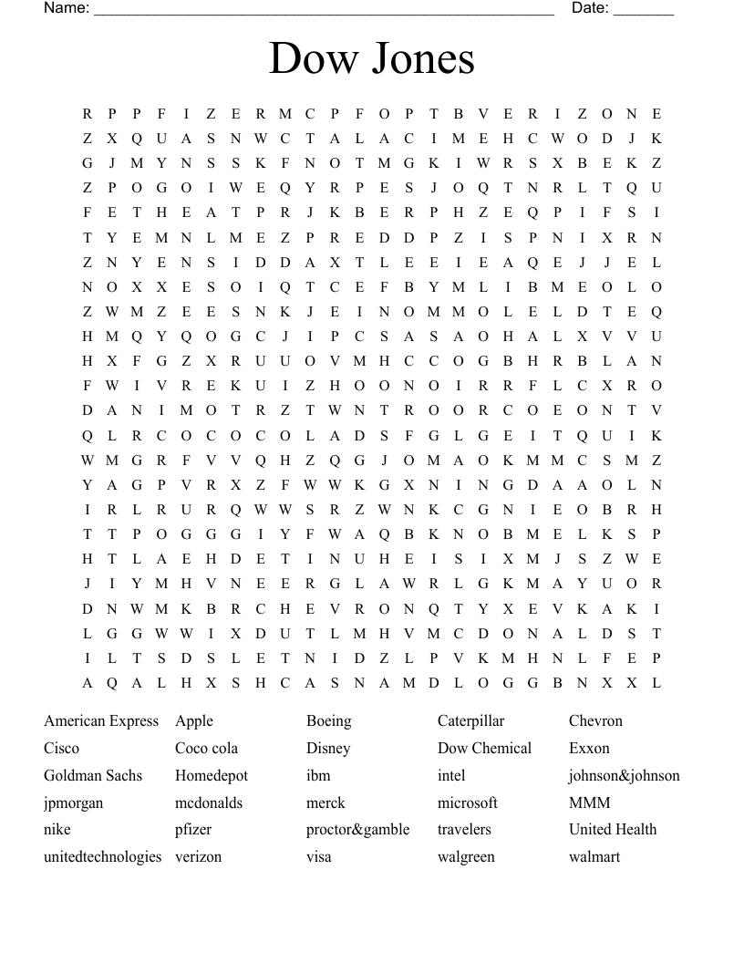 Dow Jones Word Search