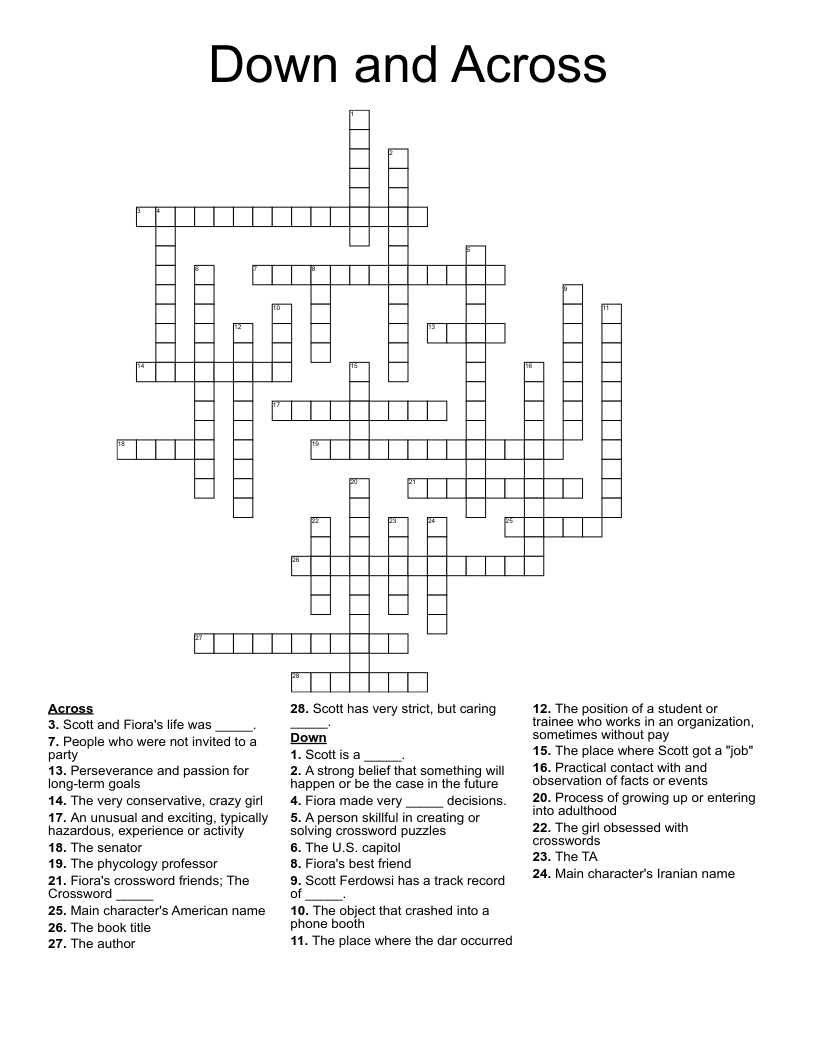 Down and Across Crossword