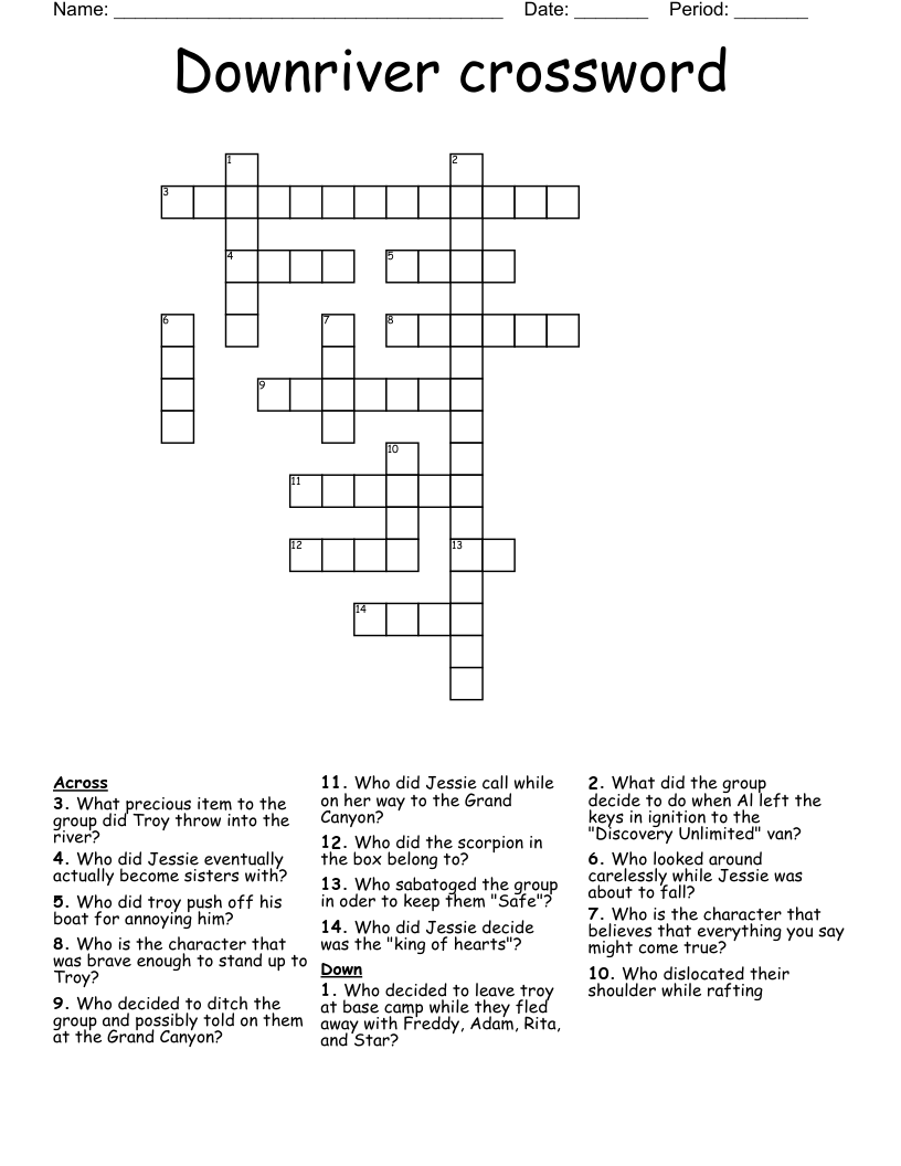 Downriver crossword