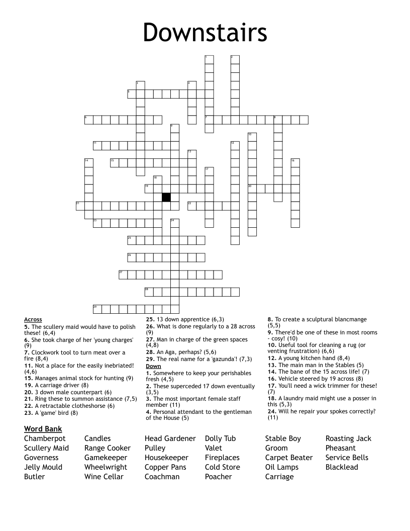 Downstairs Crossword