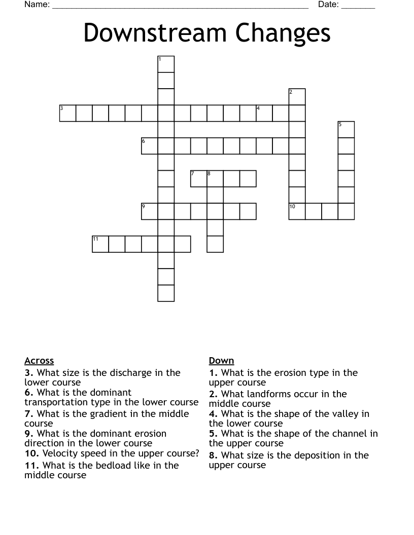 Downstream Changes Crossword