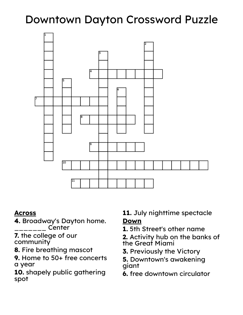 Downtown Dayton Crossword Puzzle