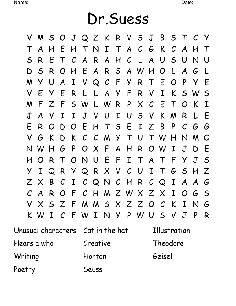 Dr.Suess Word Search