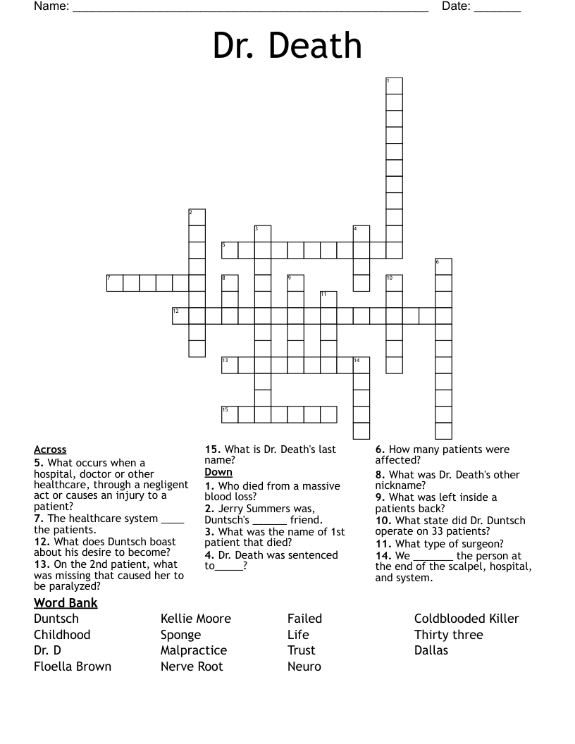 Dr. Death Crossword
