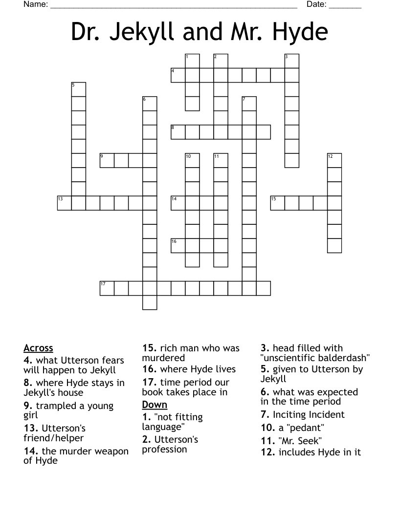 Dr. Jekyll and Mr. Hyde Crossword
