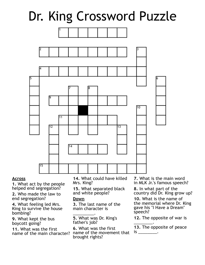 Dr. King Crossword Puzzle