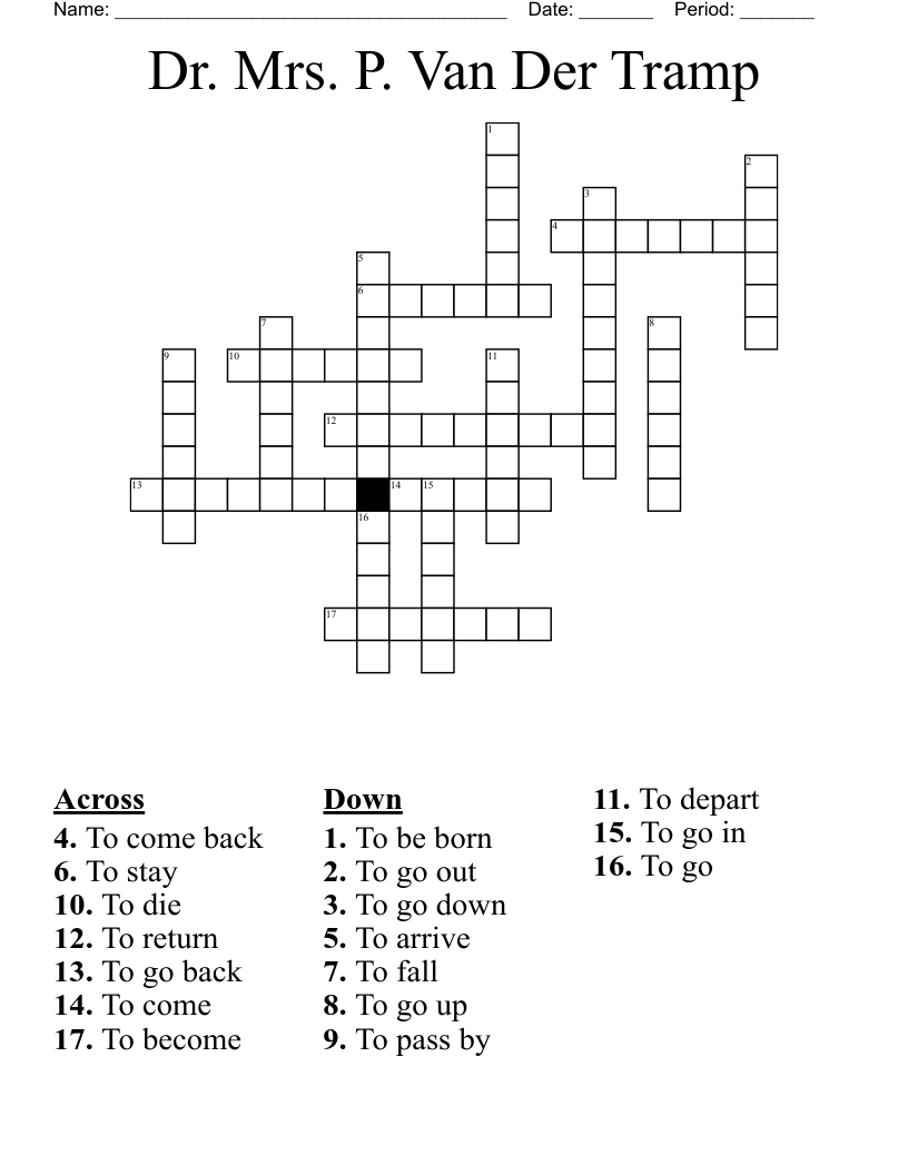 Dr. Mrs. P. Van Der Tramp  Crossword