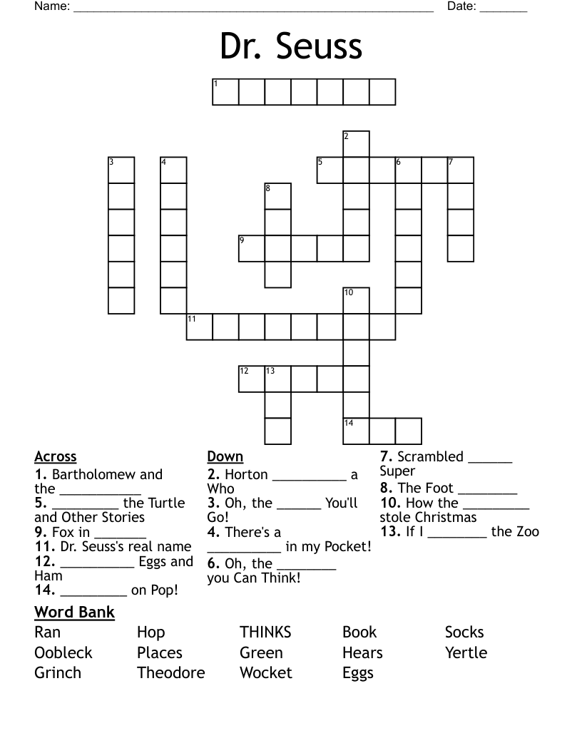Dr. Seuss Crossword