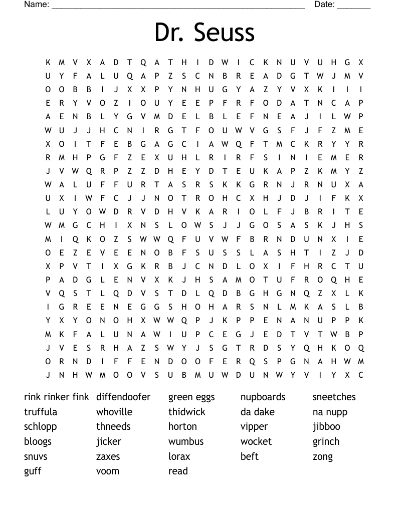 Dr. Seuss Word Search