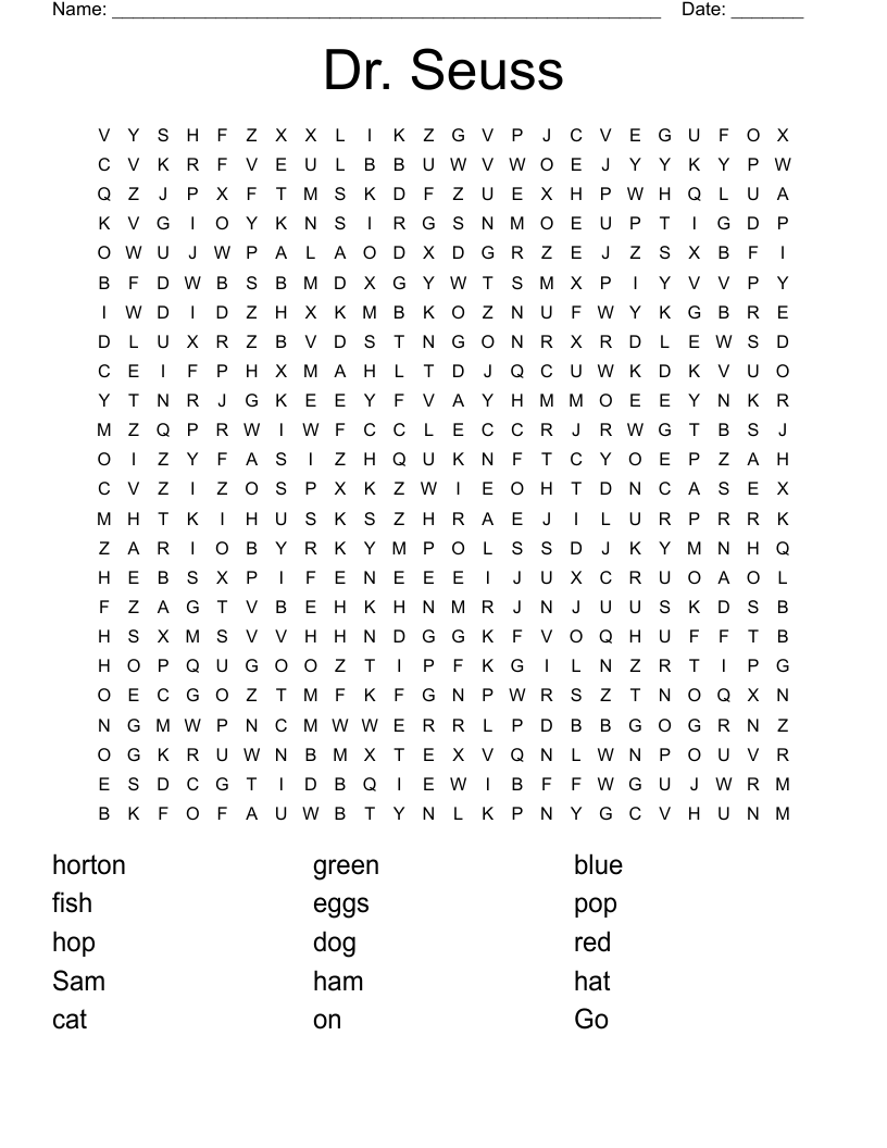 Dr. Seuss Word Search