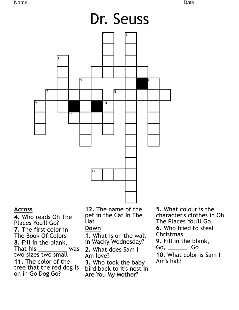 Dr. Seuss Crossword