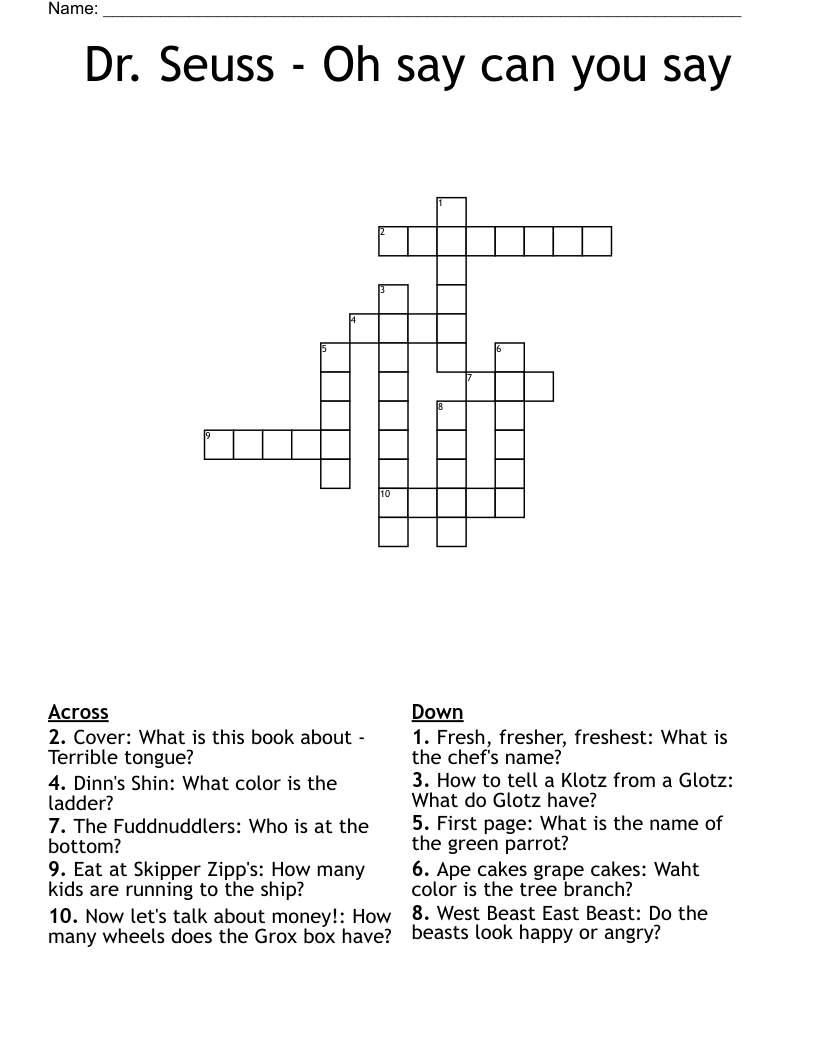Dr. Seuss - Oh say can you say Crossword
