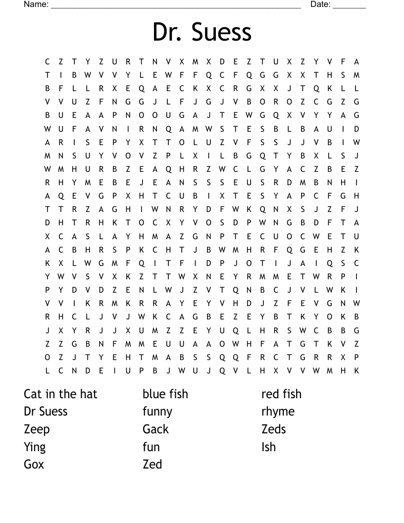 Dr. Suess Word Search