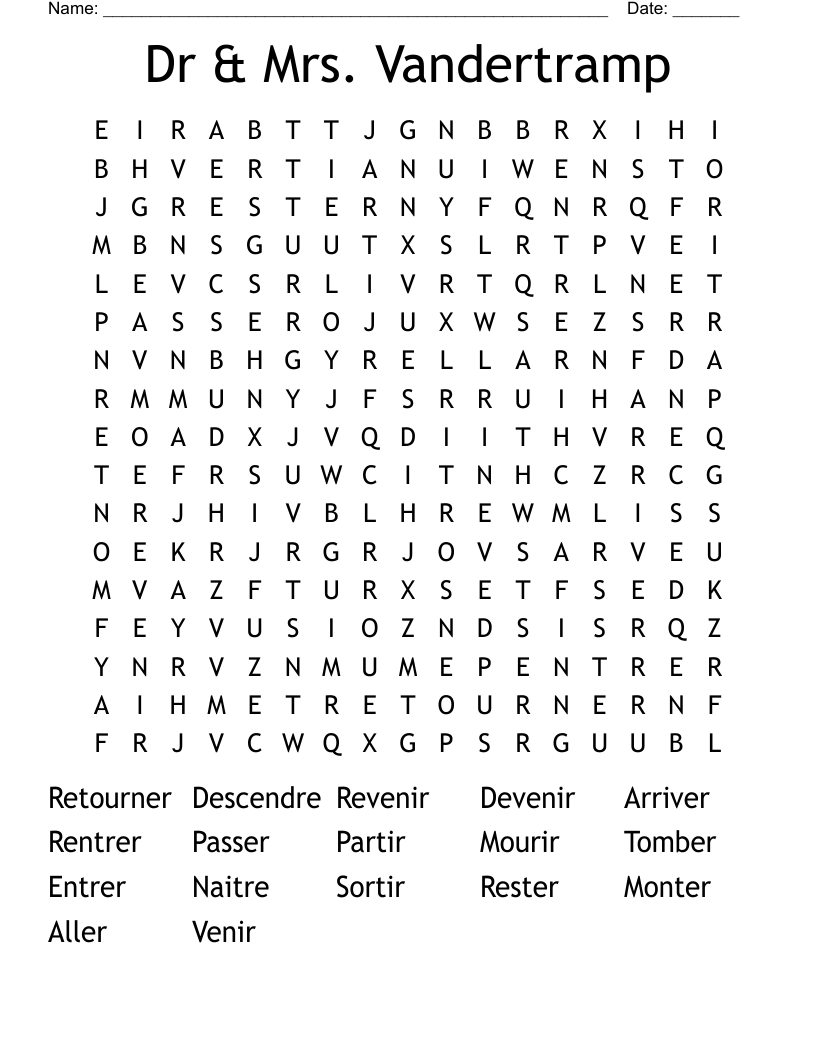 Dr & Mrs. Vandertramp Word Search