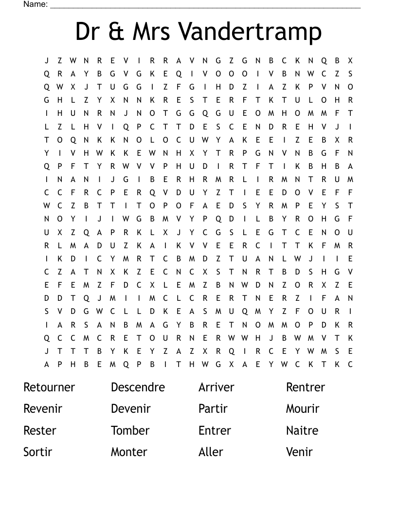 Dr & Mrs Vandertramp Word Search