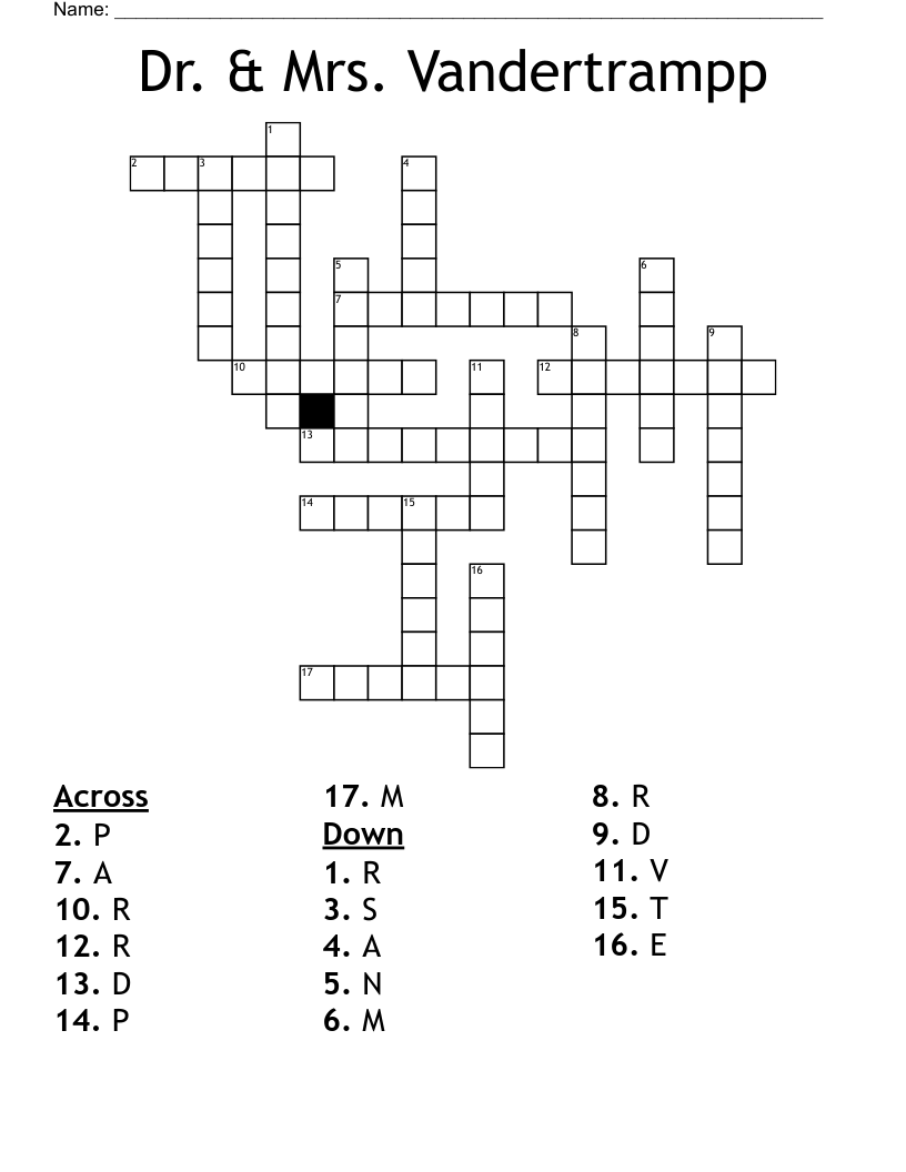 Dr. & Mrs. Vandertrampp Crossword