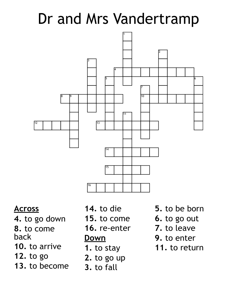 Dr and Mrs Vandertramp Crossword