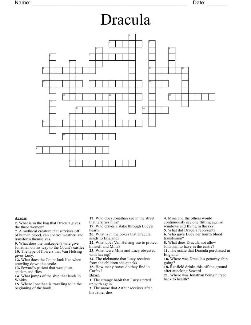 Dracula Crossword