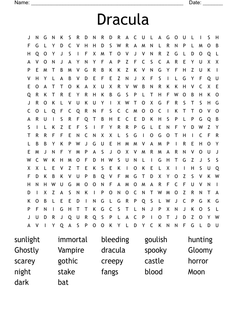 Dracula Word Search