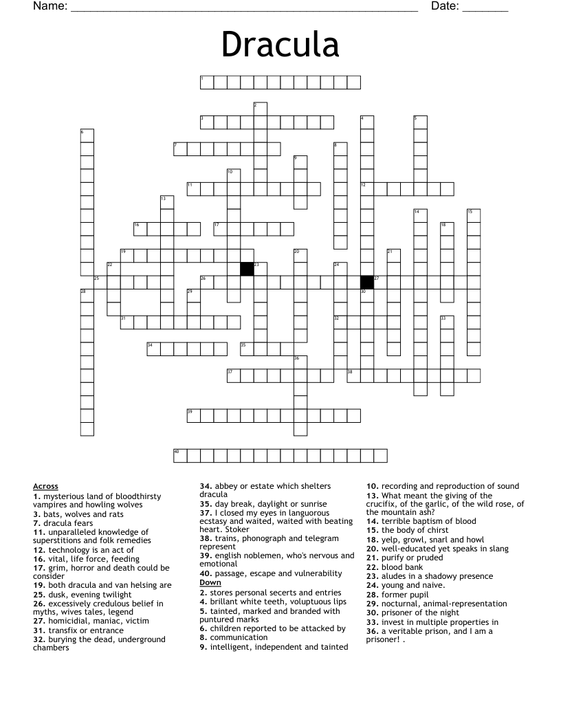 Dracula Crossword