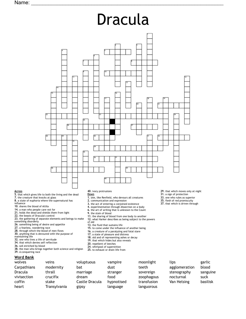 Dracula Crossword