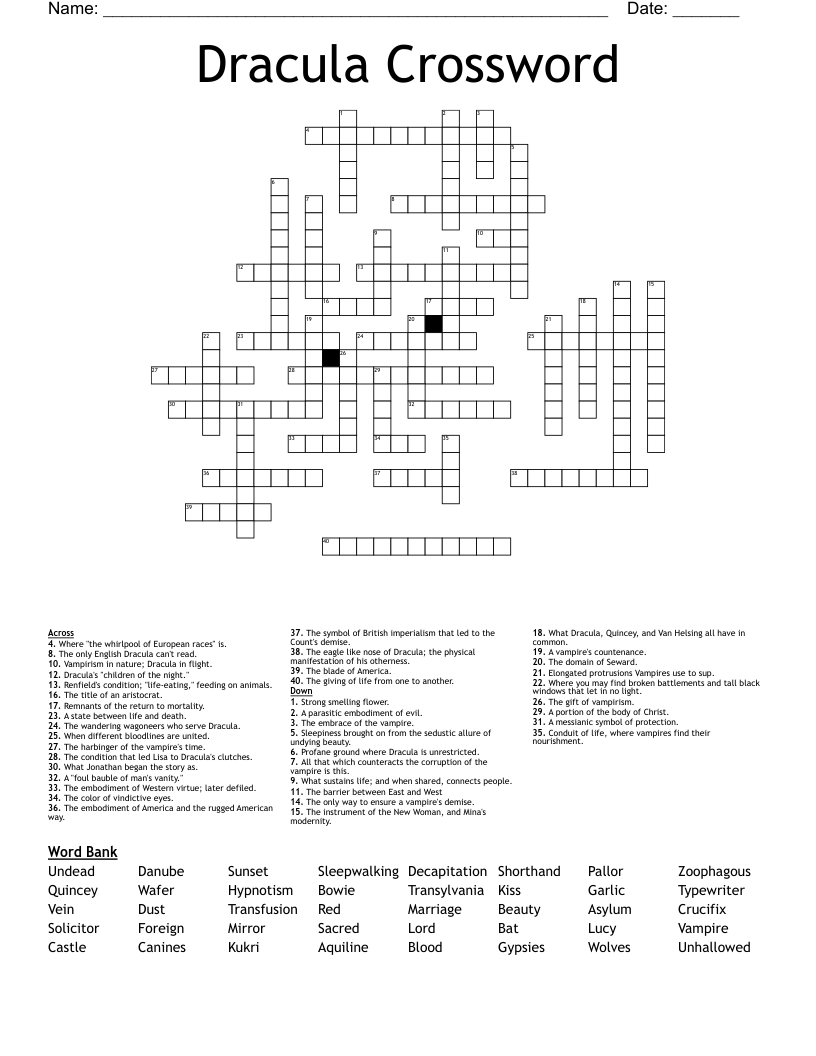 Dracula Crossword