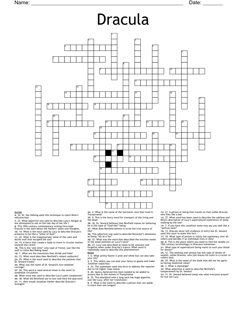 Dracula  Crossword