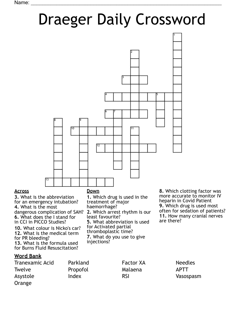 Draeger Daily Crossword