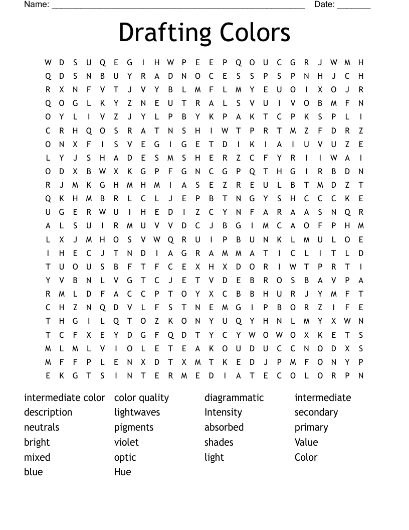 Drafting Colors Word Search